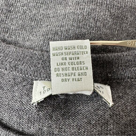 TWEEDS 100% Merino Wool Sweater Button Shoulder Gray Purple White Women’s Sz XL - Picture 10 of 11